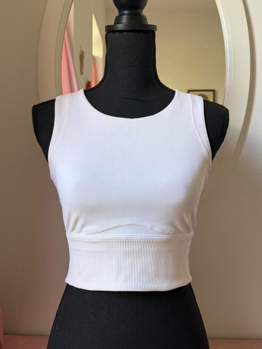 Women's White Ribbed Crop Tank Top